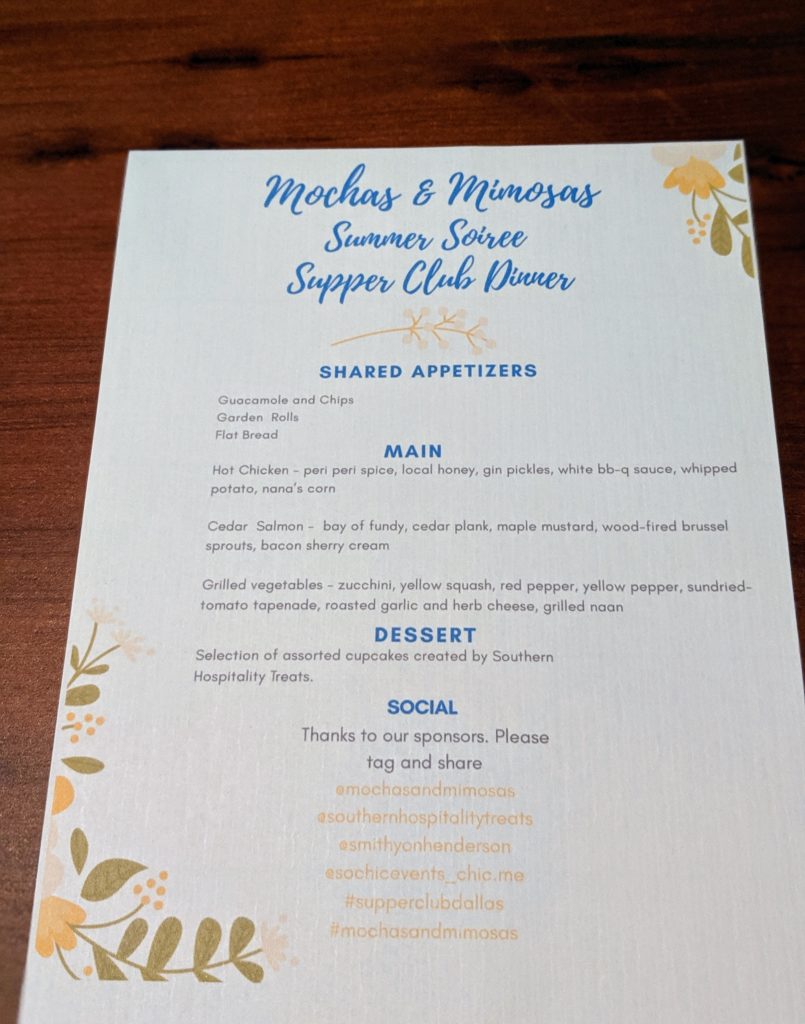 Dinner party menu