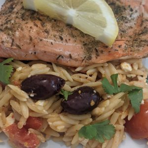 Mediterranean salmon and orzo recipe